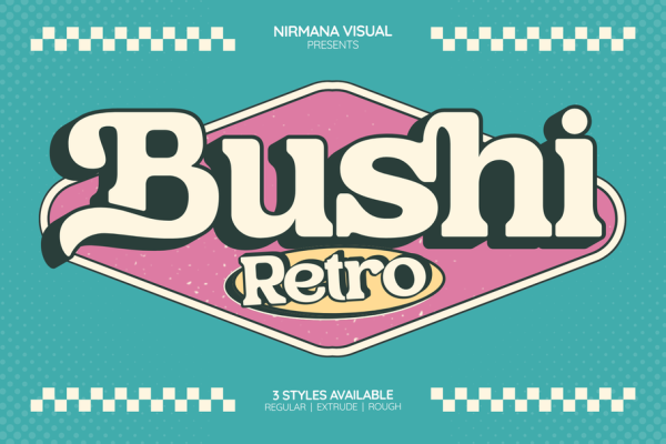 Bushi Retro - Food Logo Extrude Font